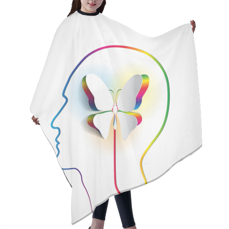 Personality  Human Head With Paper Butterfly Hair Cutting Cape