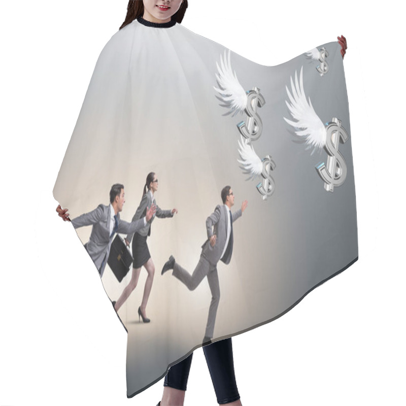 Personality  Businesspeople Chasing Angel Investor Funding Hair Cutting Cape