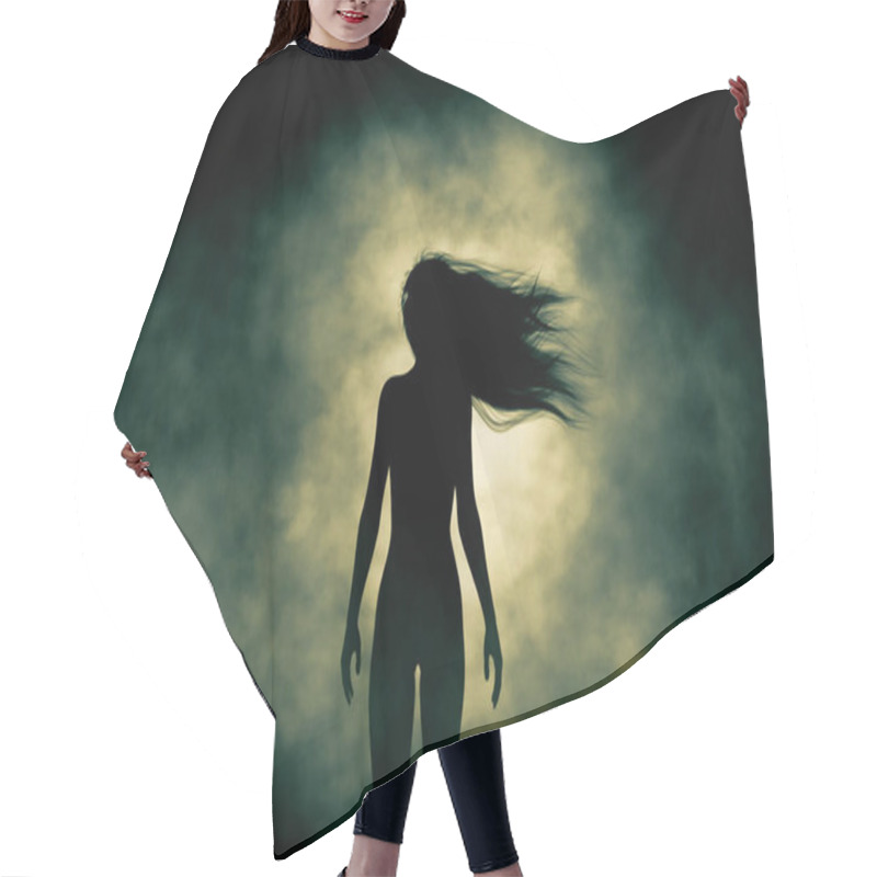 Personality  Rear View Of Silhouette Ghost Woman Walking In The Dark,3d Rendering Hair Cutting Cape