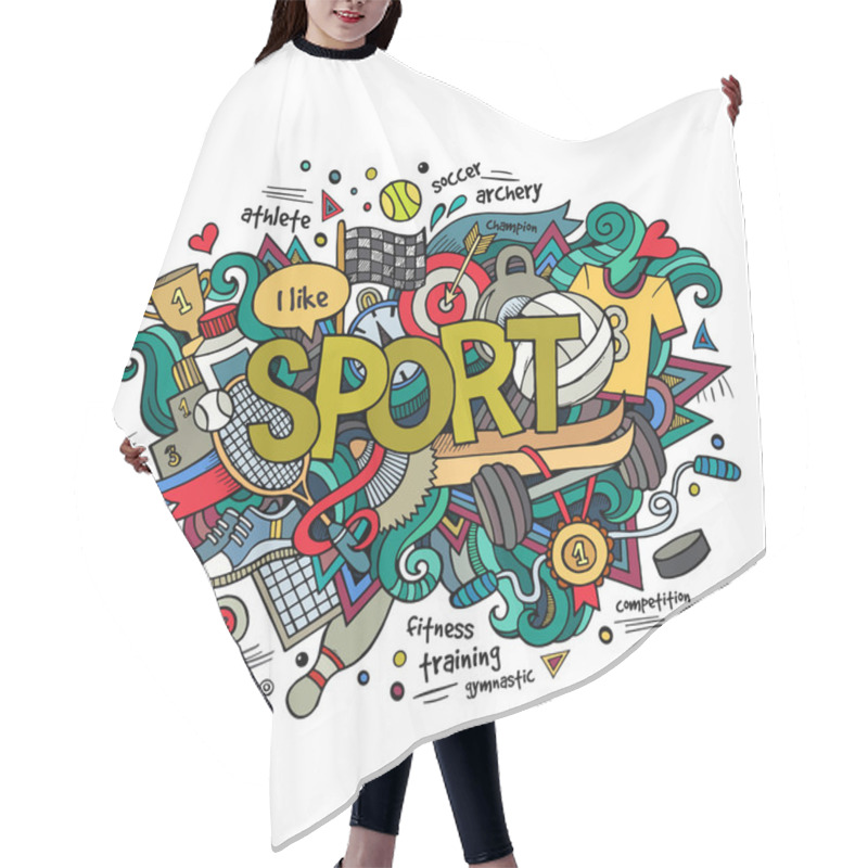 Personality  Sport Hand Lettering And Doodles Elements Background. Hair Cutting Cape