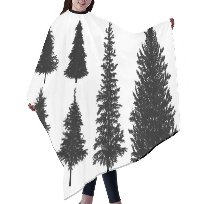 Personality  Silhouette Of Fir Or Pine Trees On White Background Vector Illustration Hair Cutting Cape