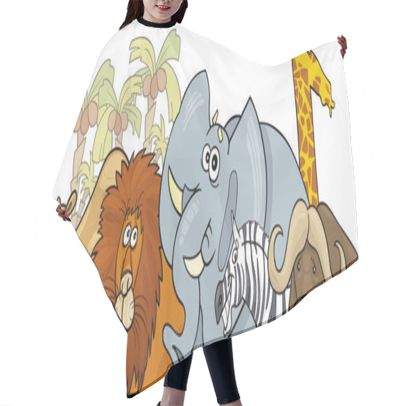 Personality  Cartoon African Safari Wild Animals Design Hair Cutting Cape