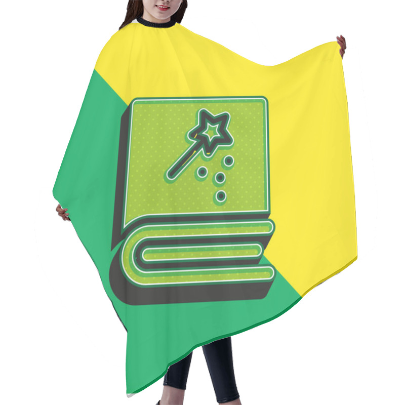 Personality  Book Green And Yellow Modern 3d Vector Icon Logo Hair Cutting Cape