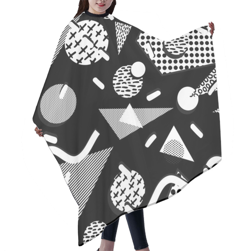 Personality  80s Pattern With Geometry Shape In Black And White Hair Cutting Cape