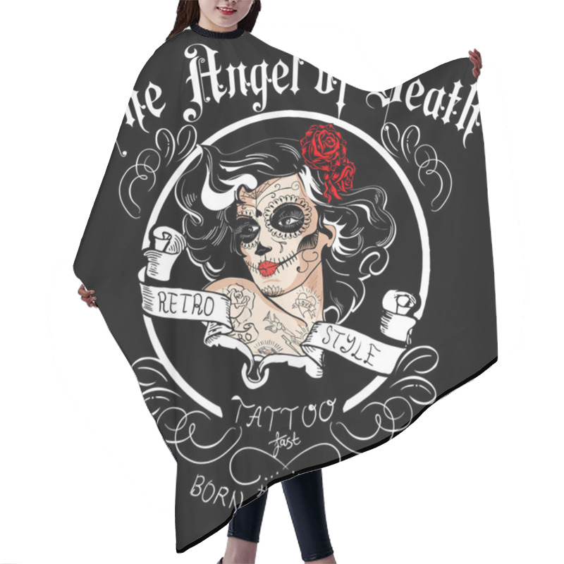 Personality  The Angel Of Death, Retro Style Tattoo Hair Cutting Cape