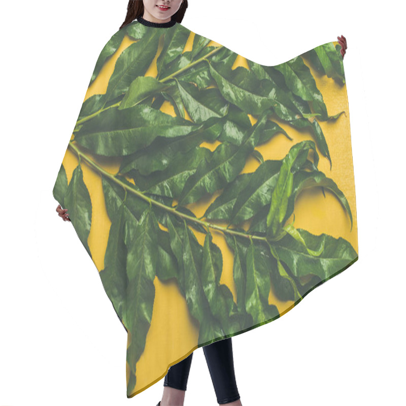 Personality  Tropical Tree Green Leaves Over Yellow Background Hair Cutting Cape