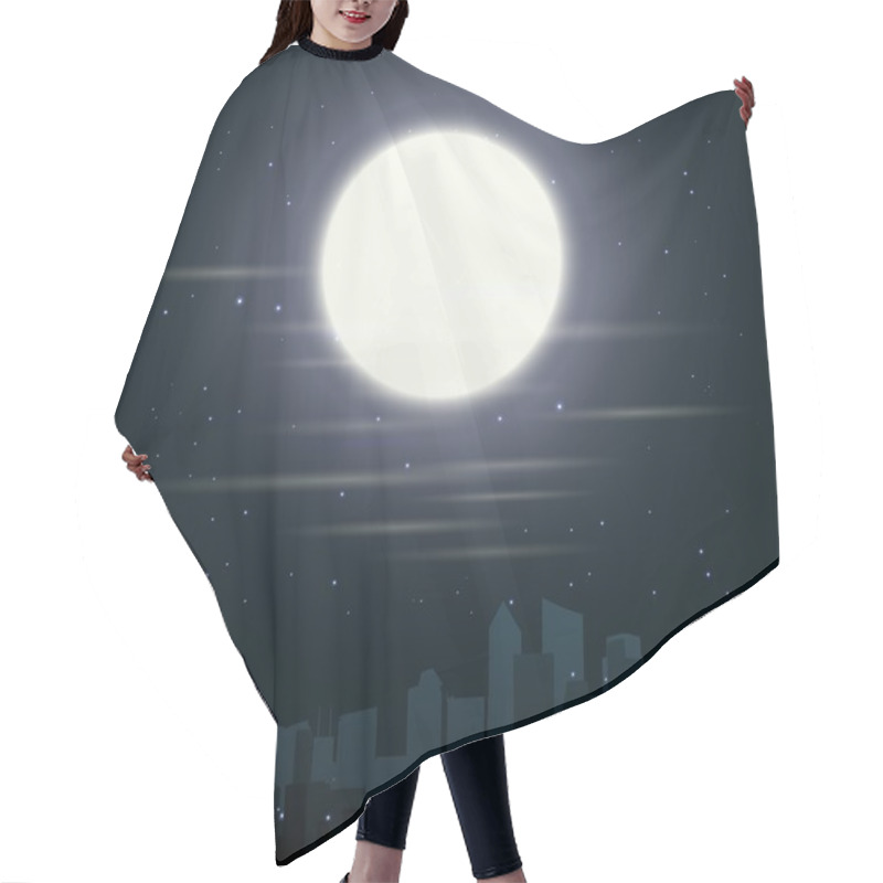 Personality  City Skylines With Night And Moon Hair Cutting Cape