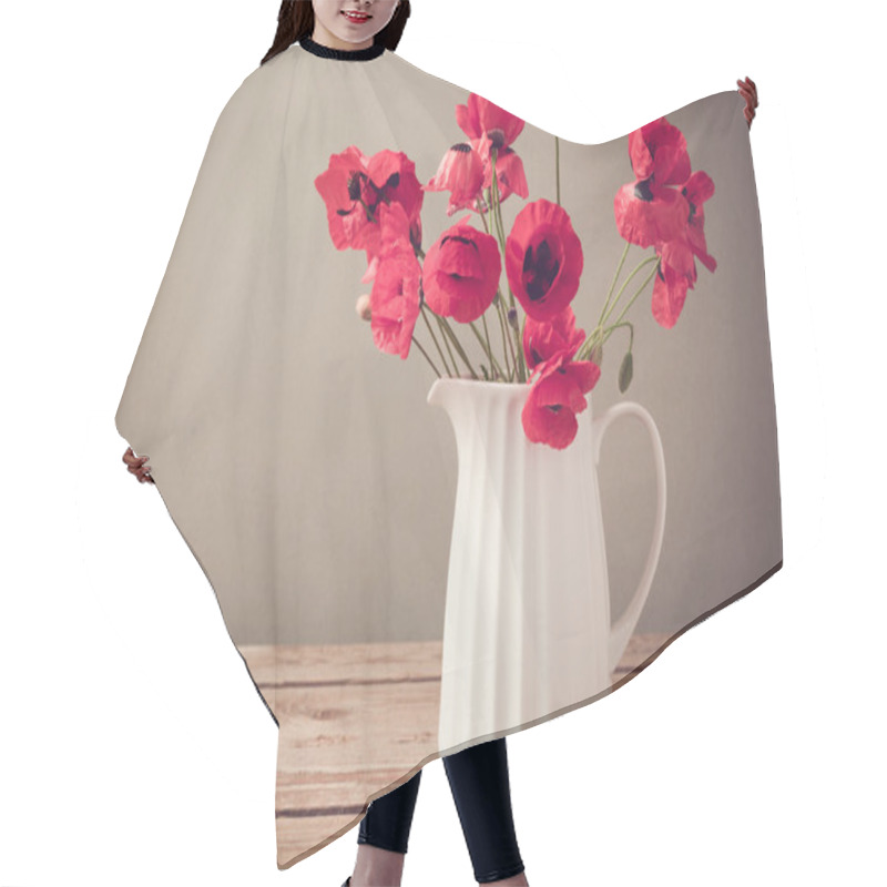 Personality  Poppy Flowers Bouquet In Jug Hair Cutting Cape