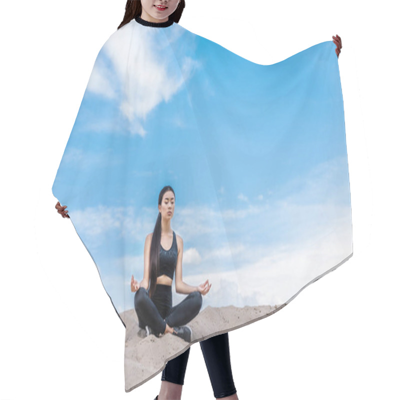 Personality  Woman Meditating In Lotus Yoga Pose Hair Cutting Cape