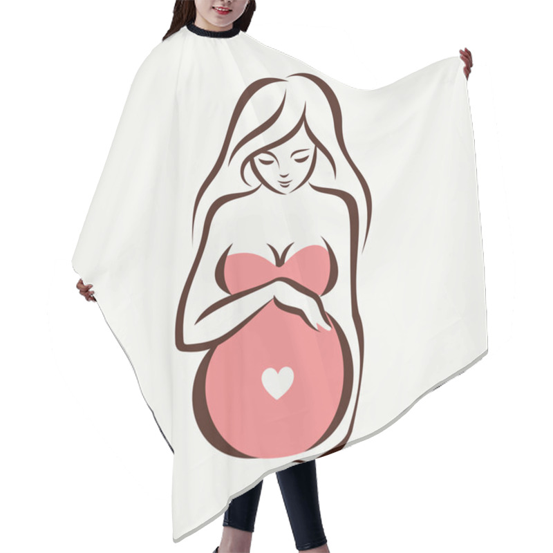 Personality  Pregnant Woman Symbol, Stylized Vector Sketch Hair Cutting Cape