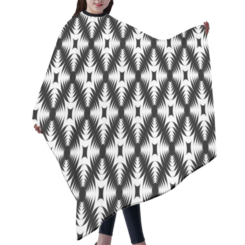 Personality  Design Seamless Monochrome Geometric Diamond Pattern Hair Cutting Cape