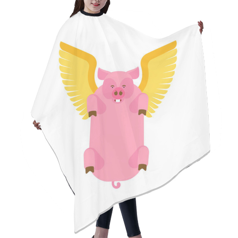 Personality  Flying Pig Cartoon. Piglet With Wings. Vector Illustration Hair Cutting Cape