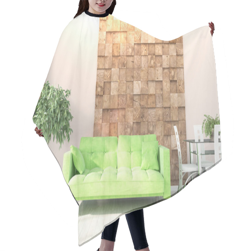 Personality  Modern Bright Interior . 3D Render Hair Cutting Cape