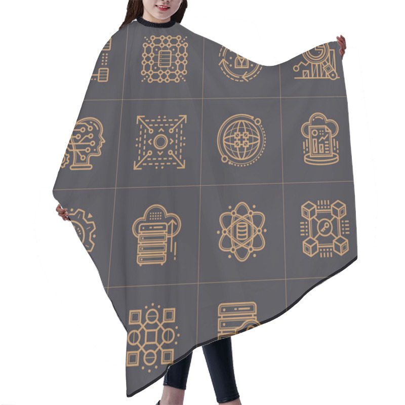 Personality  Linear Icon Set Of Data Science Technology And Machine Learning  Hair Cutting Cape