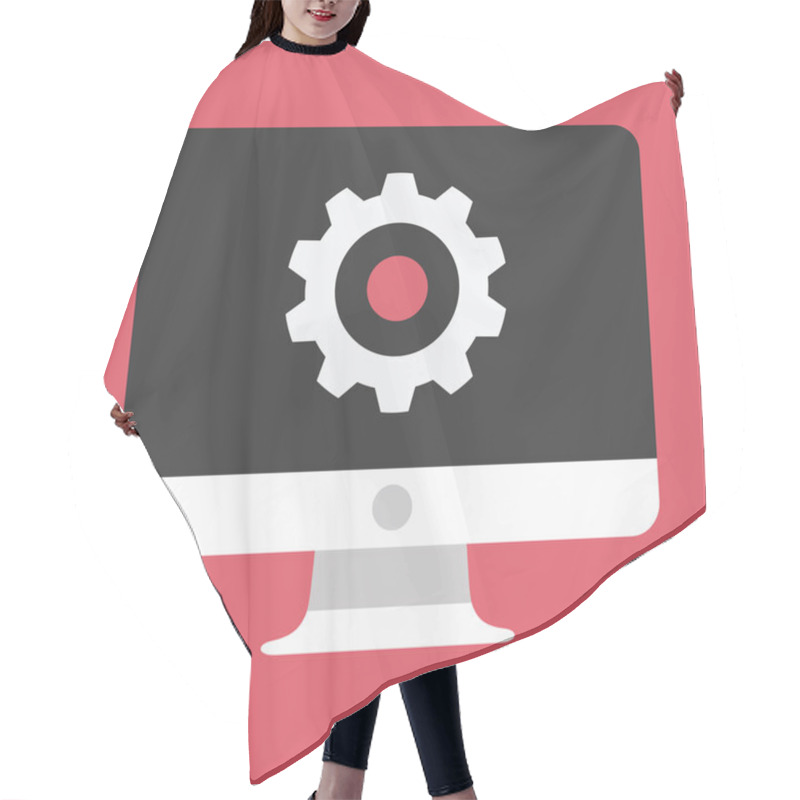 Personality  Vector Computer Display And Gear Icon Hair Cutting Cape