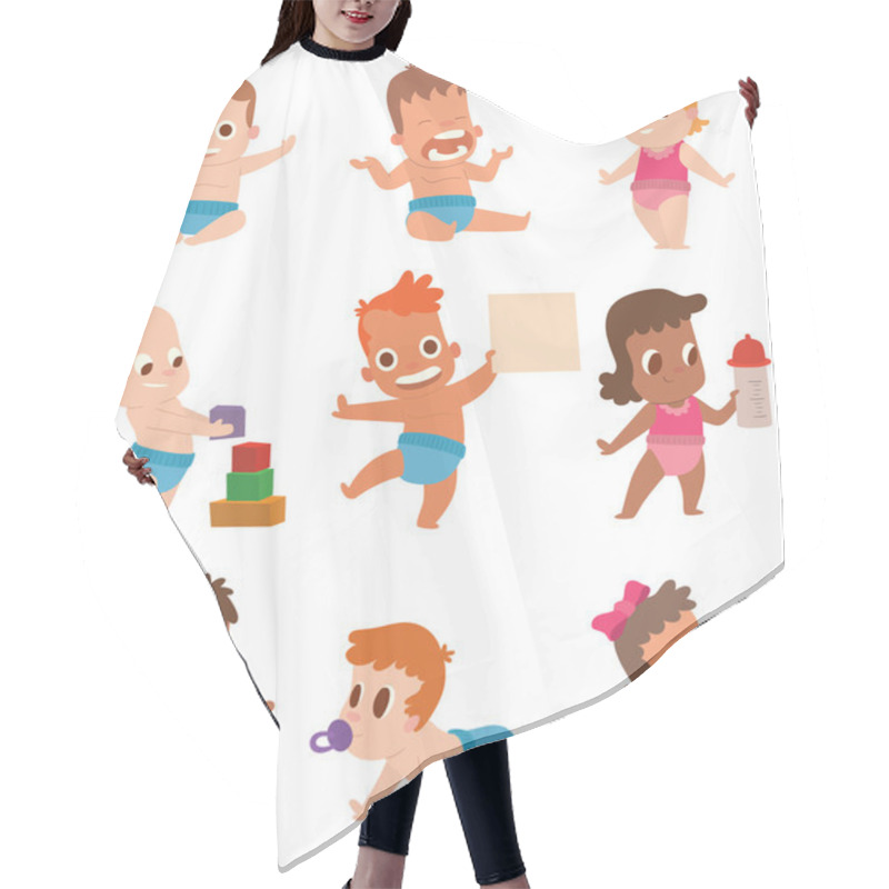 Personality  Baby Kids Vector Illustration. Hair Cutting Cape