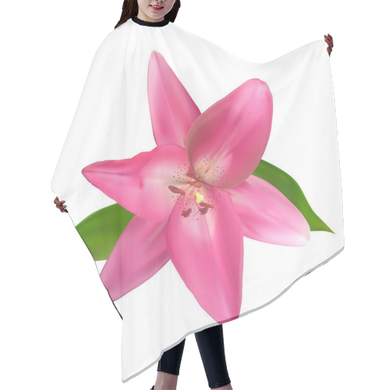 Personality  Realistic Pink Lily Vector Illustration Hair Cutting Cape