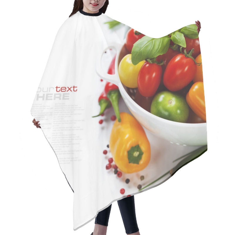 Personality  Assorted Tomatoes And Vegetables In Colander Hair Cutting Cape