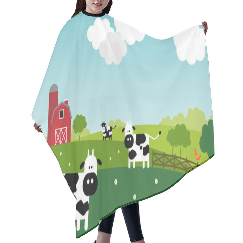 Personality  Spring On A Farm. Hair Cutting Cape