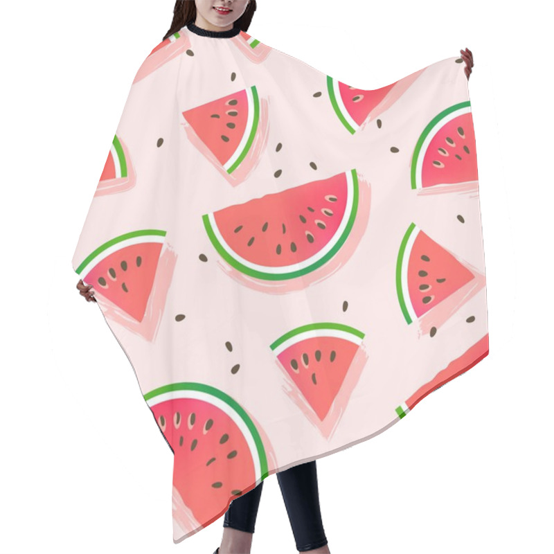 Personality  Watermelons Pattern. Seamless Vector Background. Hair Cutting Cape