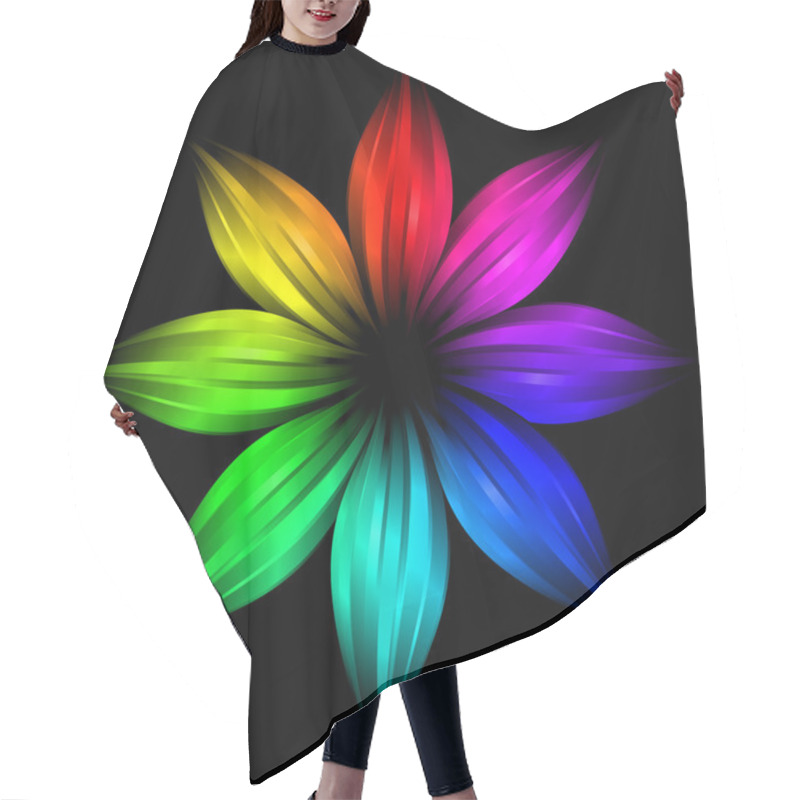 Personality  Abstract Futuristic Rainbow Flower Hair Cutting Cape