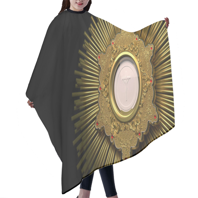 Personality  Jesus Christ In The Monstrance Present In The Sacrament Of The Eucharist - 3D Illustration Hair Cutting Cape