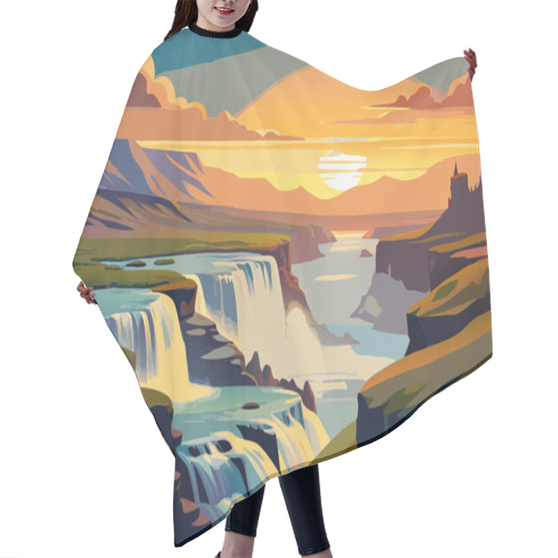 Personality  Beautiful Landscape Of Iceland. Vector Illustration Hair Cutting Cape