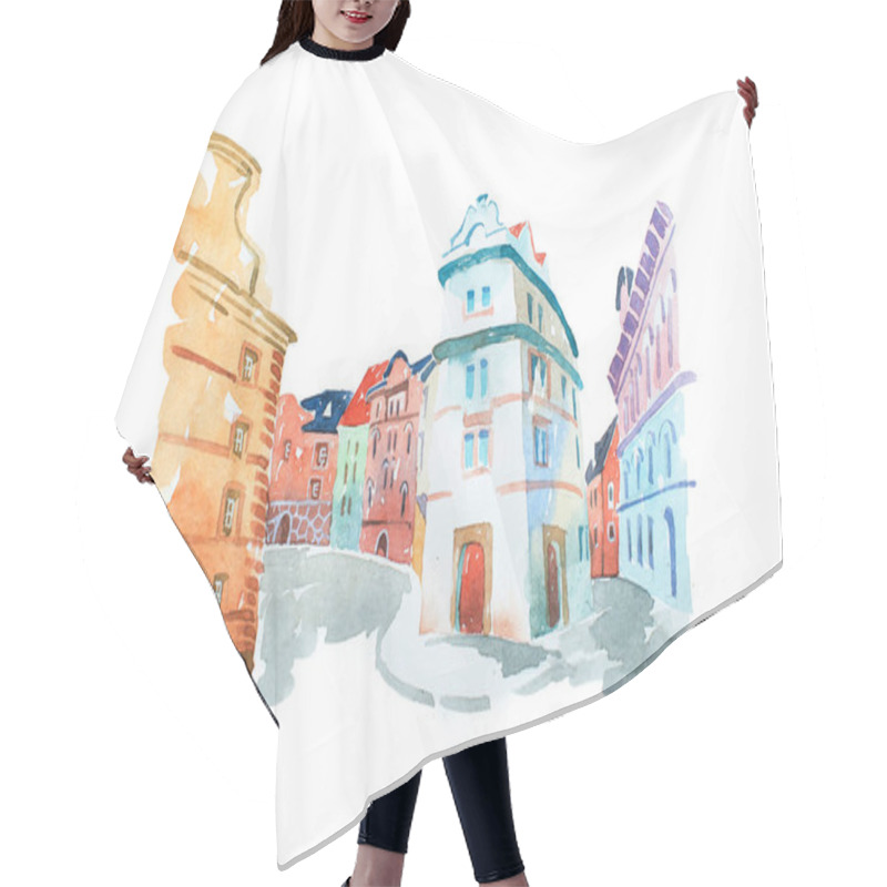 Personality  Aquarelle Painting Of Portuguese Street With Old Historical Buildings Hair Cutting Cape