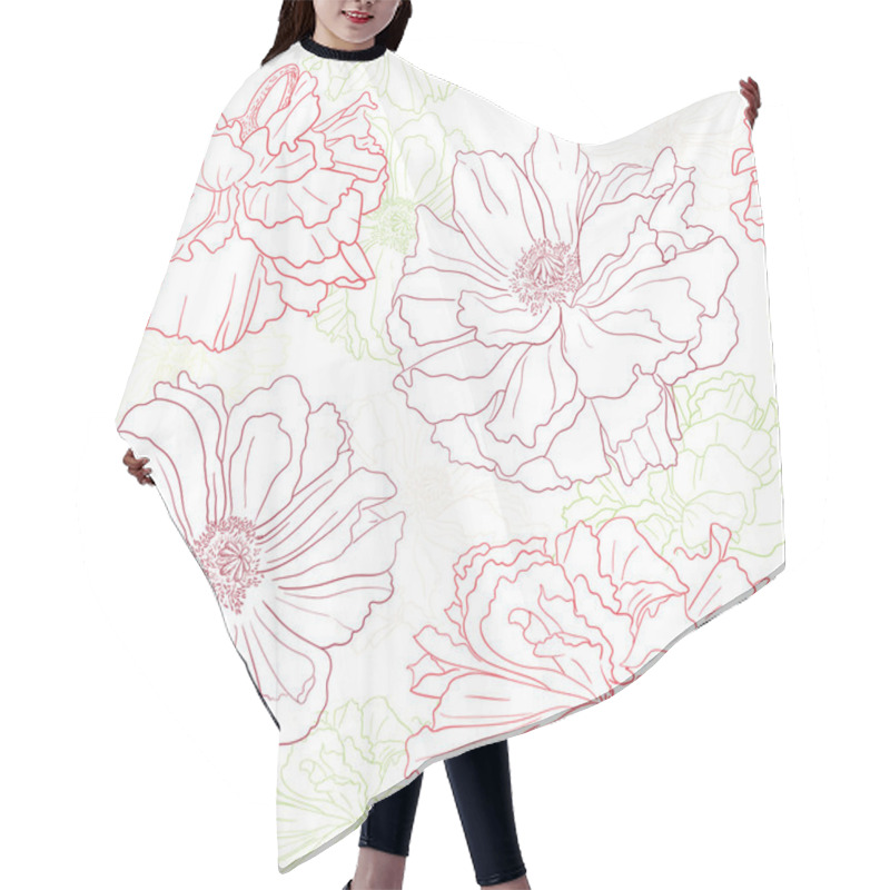 Personality  Floral Wallpaper With Poppy Flowers Hair Cutting Cape