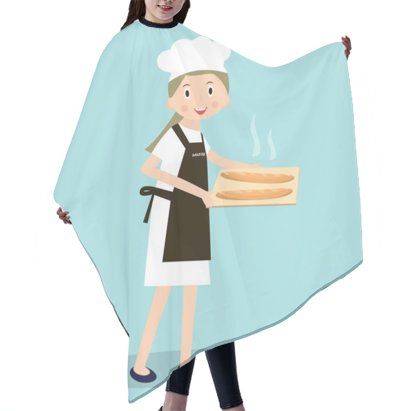 Personality  Cooking Bread Miller Chef. Professions Miller. Baker With Hot Baguettes. Vector Illustration Hair Cutting Cape