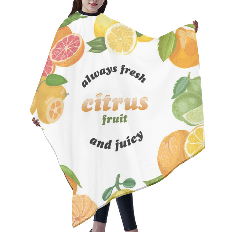 Personality  Vector Background With Citrus Fruits  Hair Cutting Cape