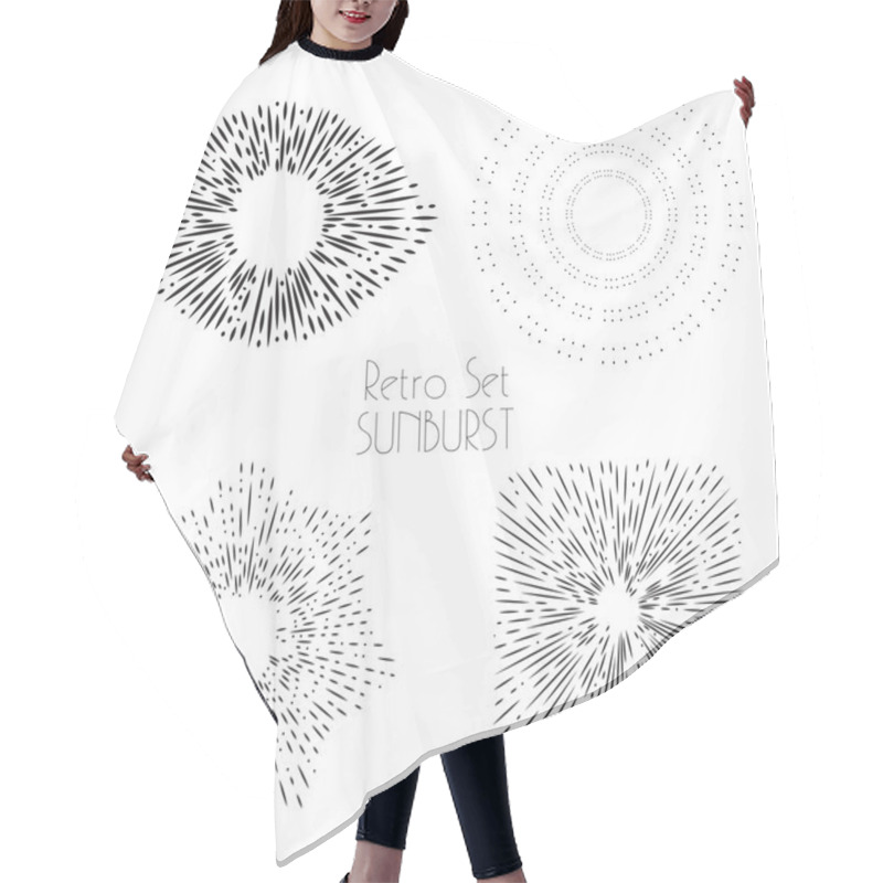 Personality  Set Of Retro Sun Burst Shapes. Hair Cutting Cape