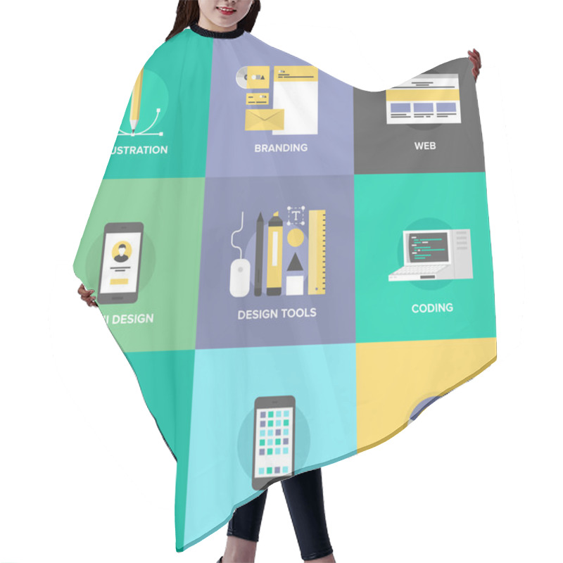 Personality  Web Design And Development Flat Icons Hair Cutting Cape