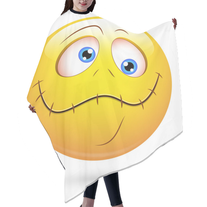 Personality  Smiley Vector Illustration - Sealed Lips Face Hair Cutting Cape