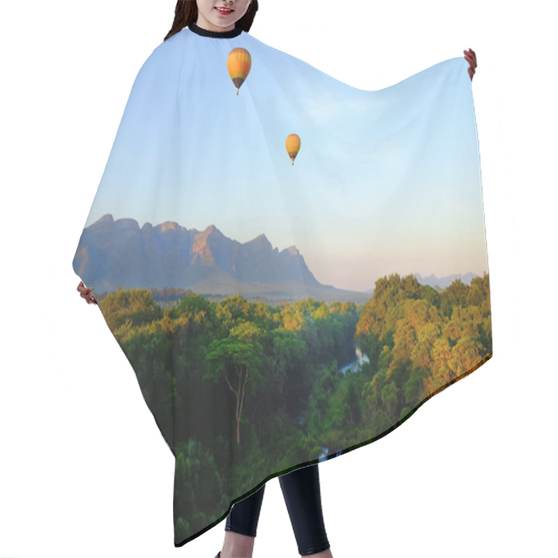 Personality  Two Hot Air Balloons Riding Over African Landscape. Hair Cutting Cape