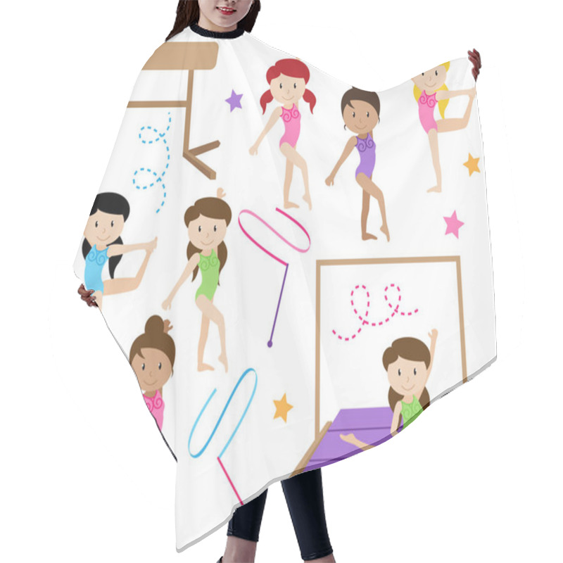 Personality  Vector Collection Of Cute Female Gymnasts Or Dancers Of Different Ethnicities Hair Cutting Cape