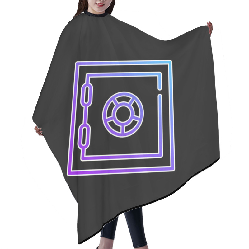 Personality  Bank Safe Box Blue Gradient Vector Icon Hair Cutting Cape