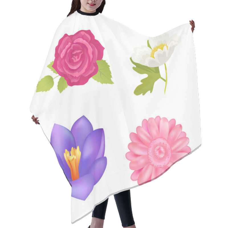 Personality  Rose And Gerbera Closeup, Vector Illustration Hair Cutting Cape