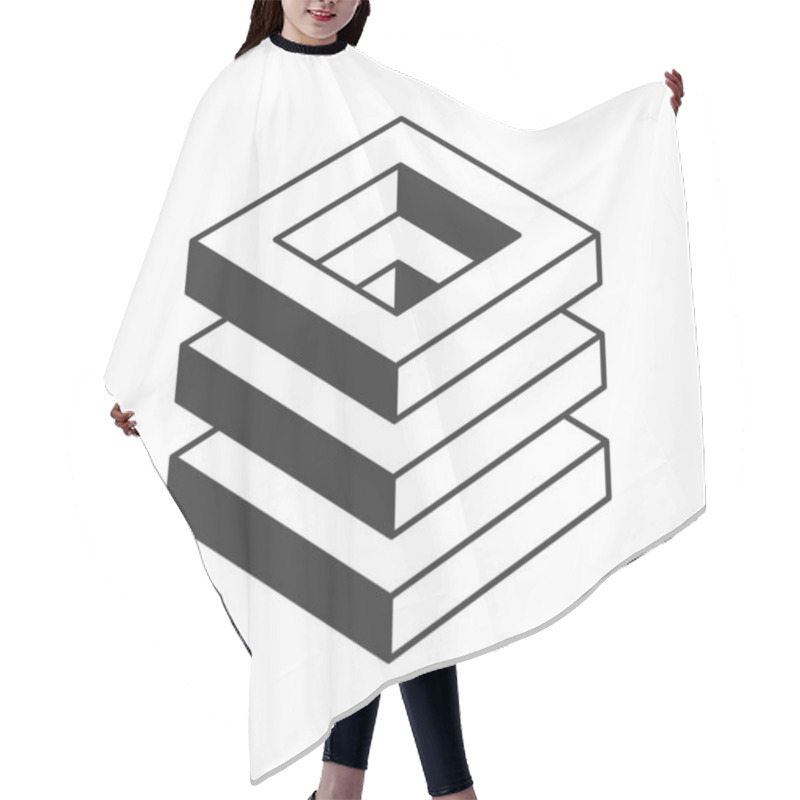 Personality  Stylish Isometric Illustration Of Stacked Squares Creating A Nested, Receding Effect.  Perfect For Concepts Of Depth, Layers, Complexity, Or Technology. Hair Cutting Cape