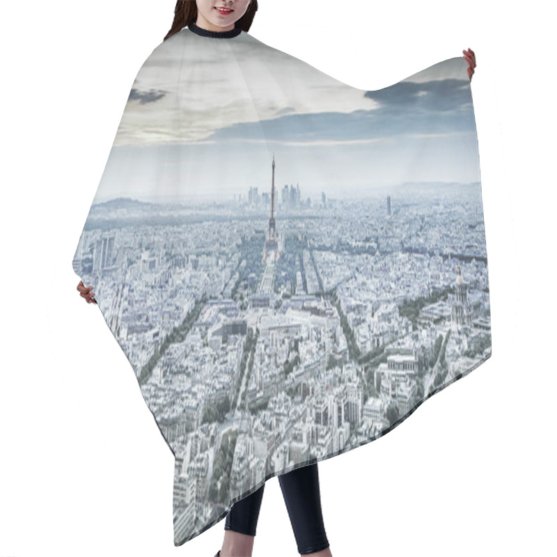 Personality  Aerial View Over Paris At Sunset With Iconic Eiffel Tower Hair Cutting Cape