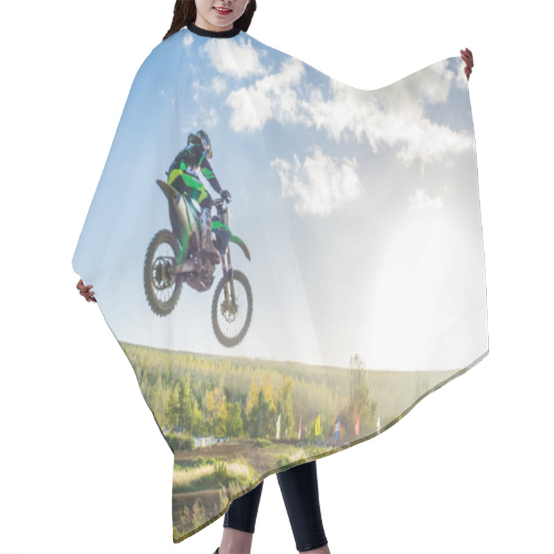 Personality  Motocross MX Rider Riding On Dirt Track Hair Cutting Cape