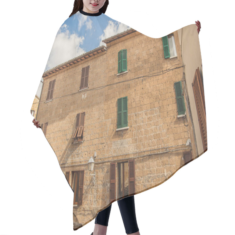 Personality  Windows With Brown And Green Shutters In Orvieto, Rome Suburb, Italy  Hair Cutting Cape