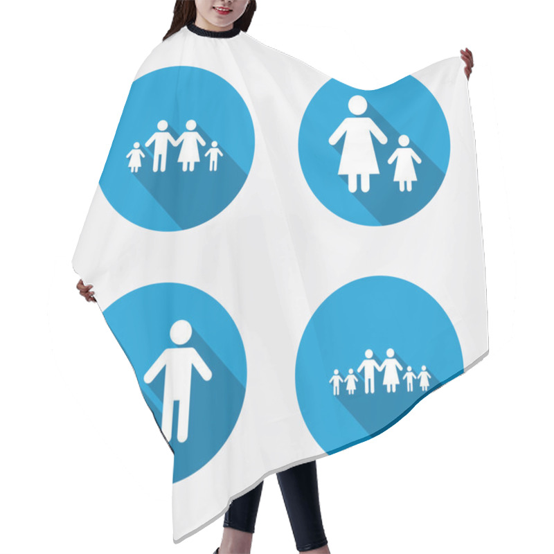 Personality  Family With Two Children Signs Hair Cutting Cape