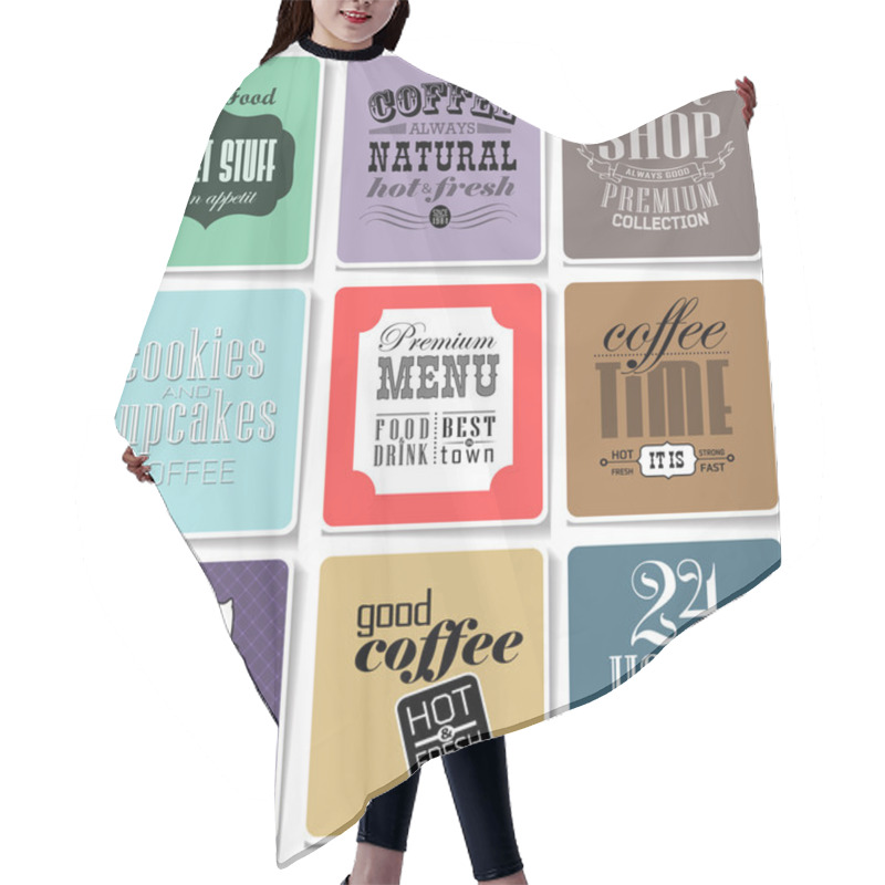 Personality  Retro Labels And Typography, Hair Cutting Cape