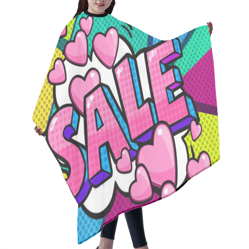 Personality  Sale Message In Pop Art Style Hair Cutting Cape