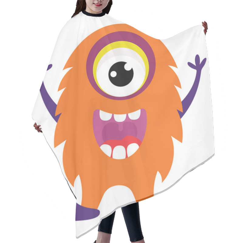 Personality  Monster Screaming In Fear, One Eyed Monster Or Cyclops Flat Icon Image  Hair Cutting Cape