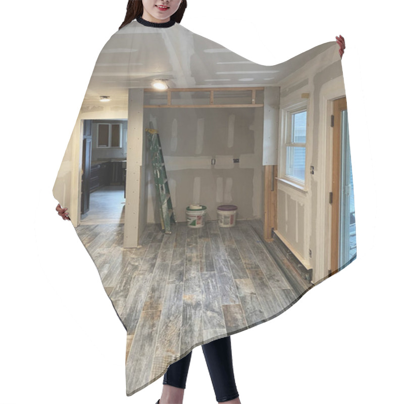 Personality  Redidential Home Unfinished Remocling With New Sheetrock Walls And Ceiling And New Tile Floor. Hair Cutting Cape