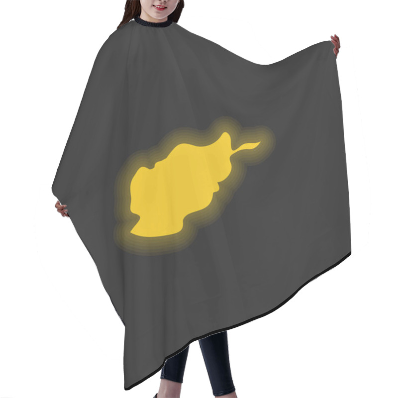 Personality  Afghanistan Yellow Glowing Neon Icon Hair Cutting Cape