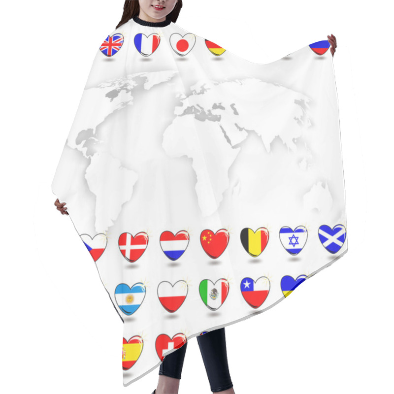 Personality  Map And Flag Hair Cutting Cape