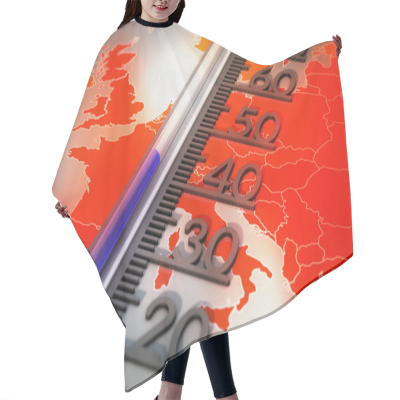 Personality  Thermometer On Temperature Map Of Europe Hair Cutting Cape